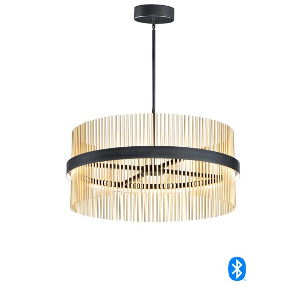 Et2 Chimes 2-Light 33.75" Wide Black / Satin Brass Pendant Light E34207-BKSBR - main
